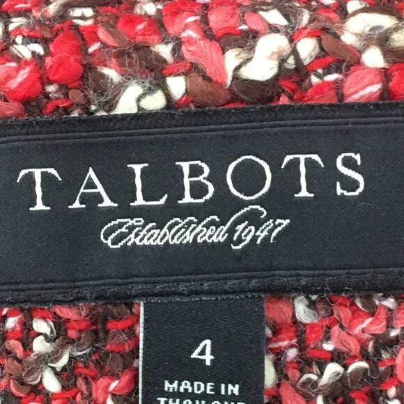 Talbots Red, Burgundy, White Lined Skirt Irregular Tweed Size 4 - Picture 3 of 7